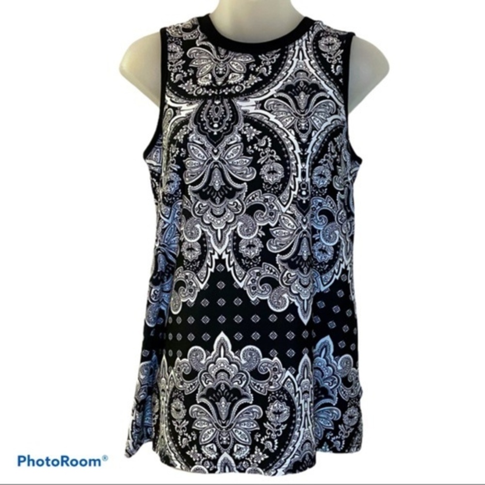 Apt. 9 Black White Paisley Print Tank Top Size PS